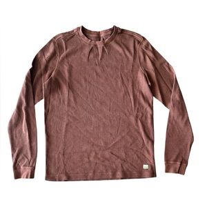 Vuori Mens Small Waffle Knit Crew Neck Long Sleeve Top Shirt Brown